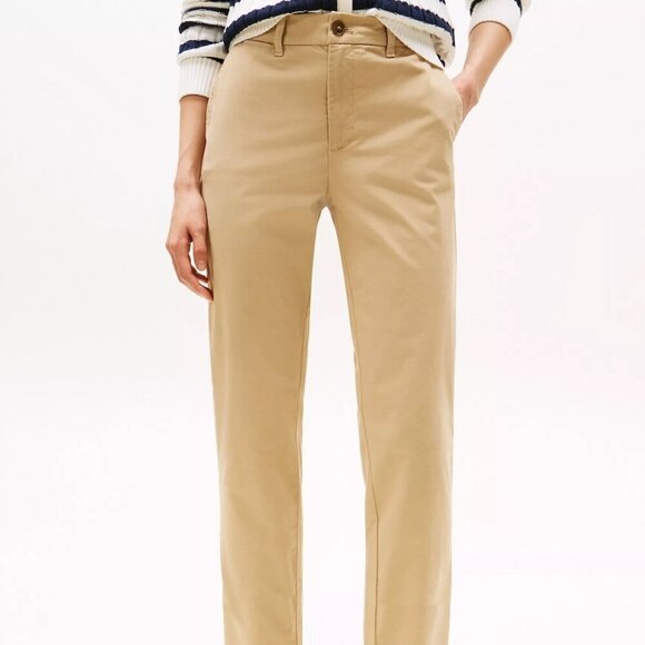 NEW Tommy Hilfiger Pants Khaki Tan Hampton Slim Chinos Stretch size 2 length 28" - Picture 1 of 11